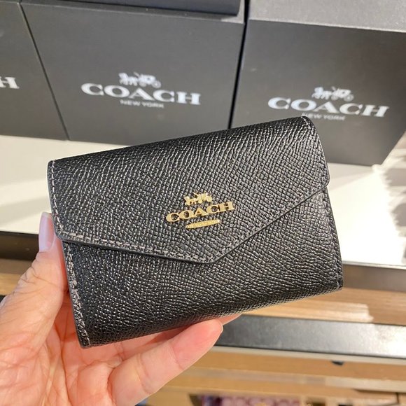 New CH487 COACH Flap Card Case Black - Picture 1 of 5